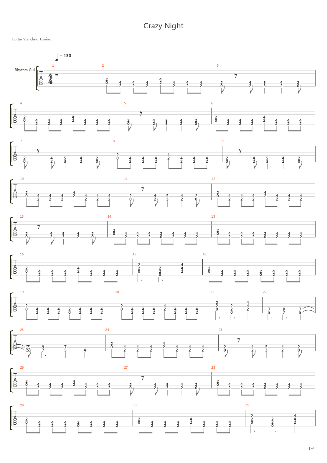 Crazy Night吉他谱