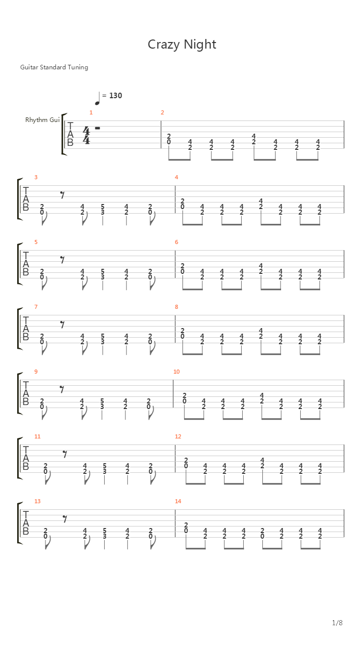 Crazy Night吉他谱