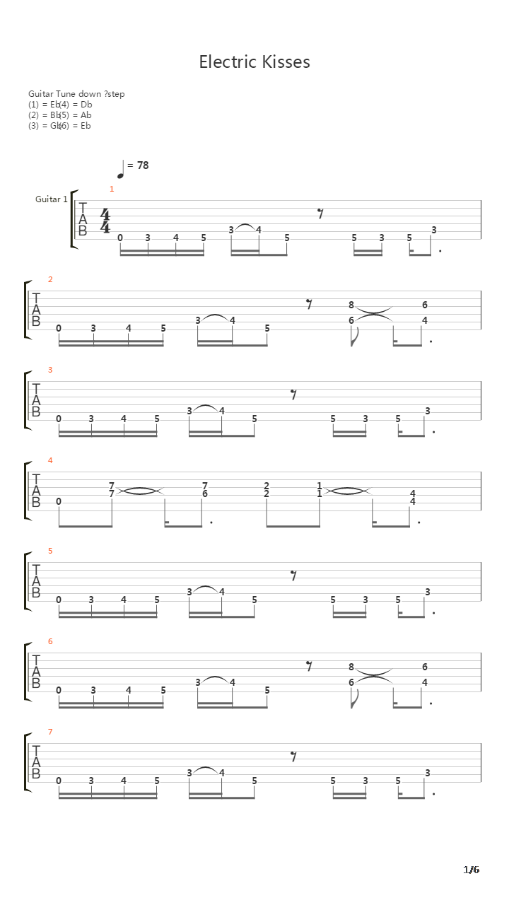 Electric Kisses吉他谱