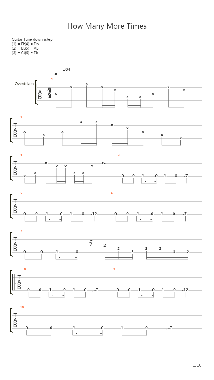 How Many More Times吉他谱