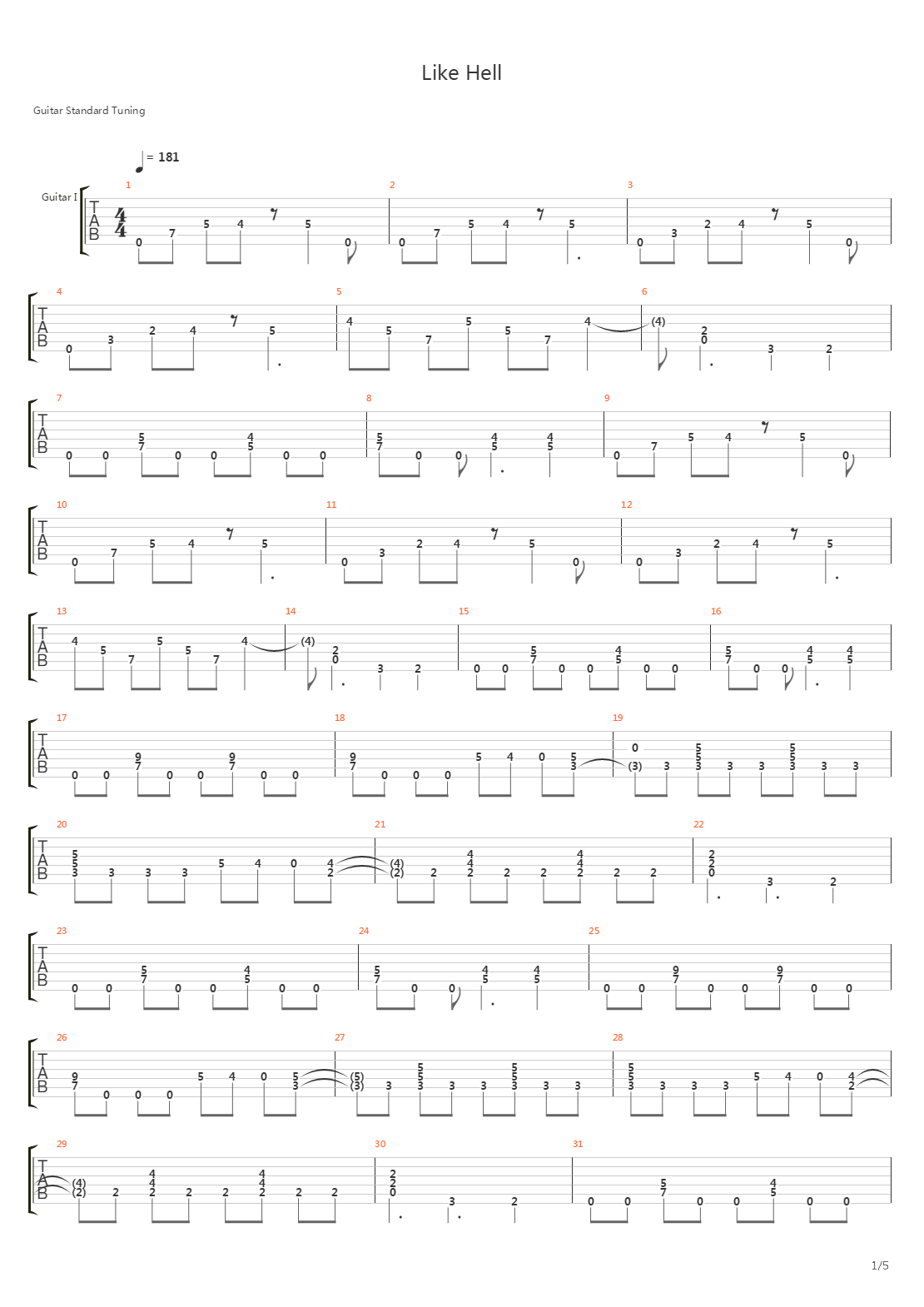 Like Hell吉他谱