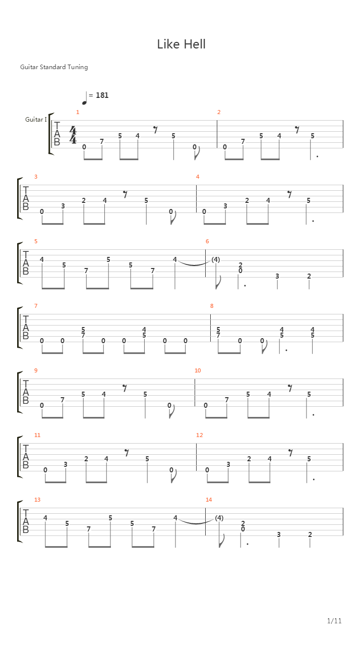 Like Hell吉他谱