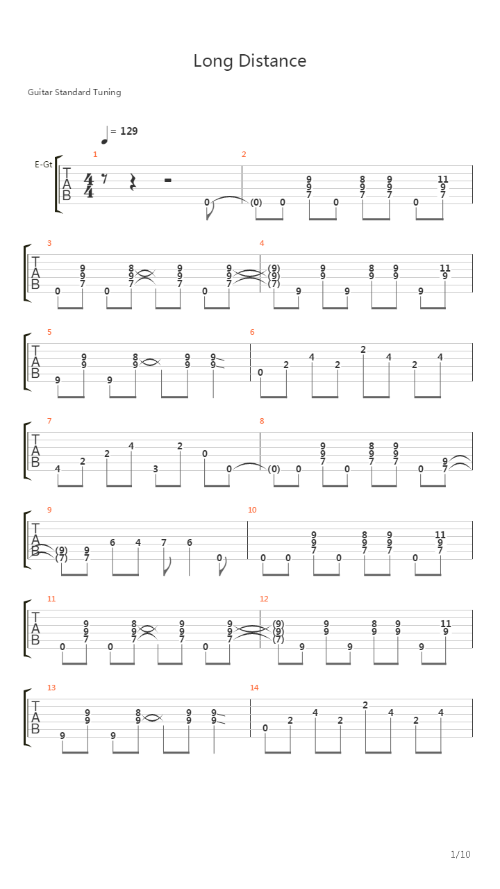 Long Distance吉他谱