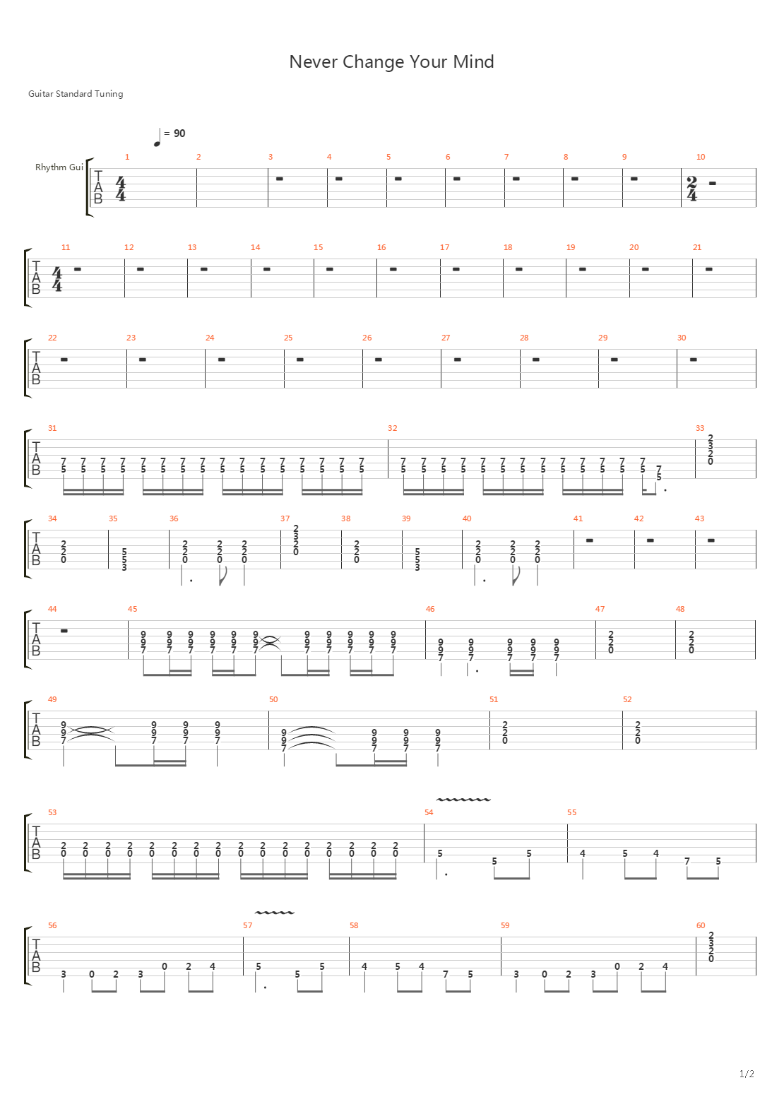 Never Change Your Mind吉他谱