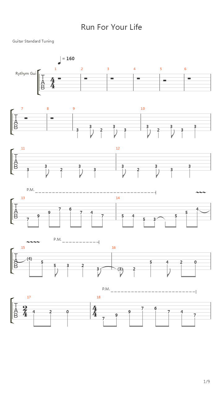 Run For Your Life吉他谱