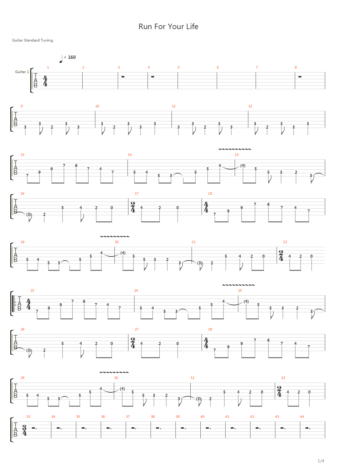 Run For Your Life吉他谱