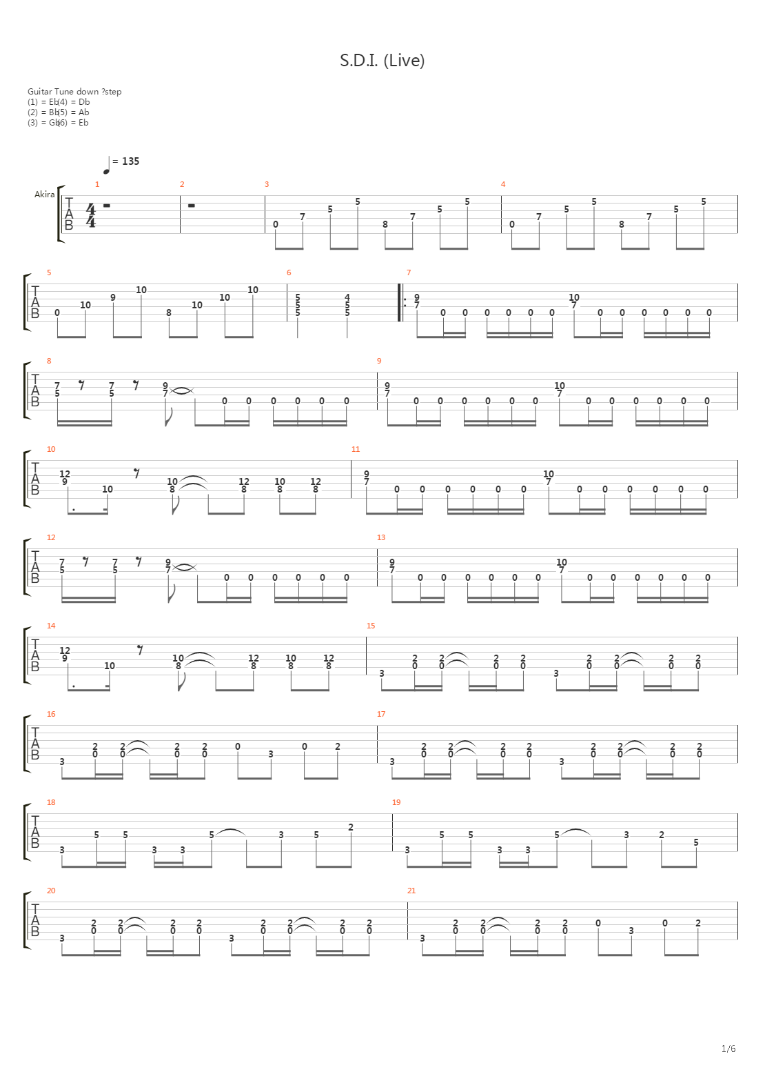 S.D.I.吉他谱