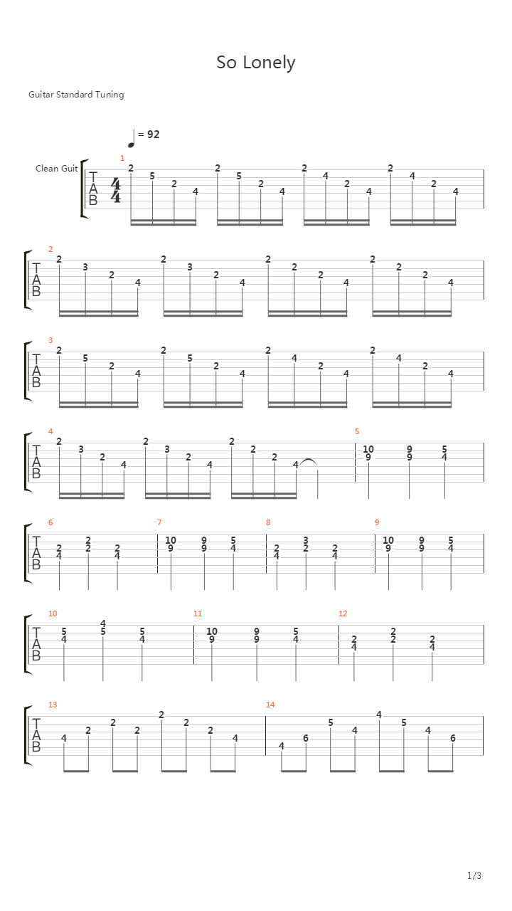 So Lonely吉他谱