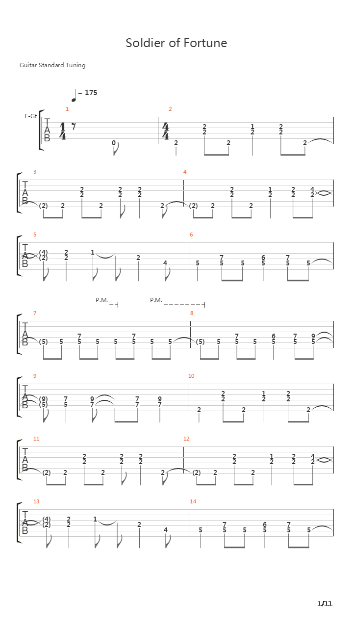 Soldier Of Fortune吉他谱