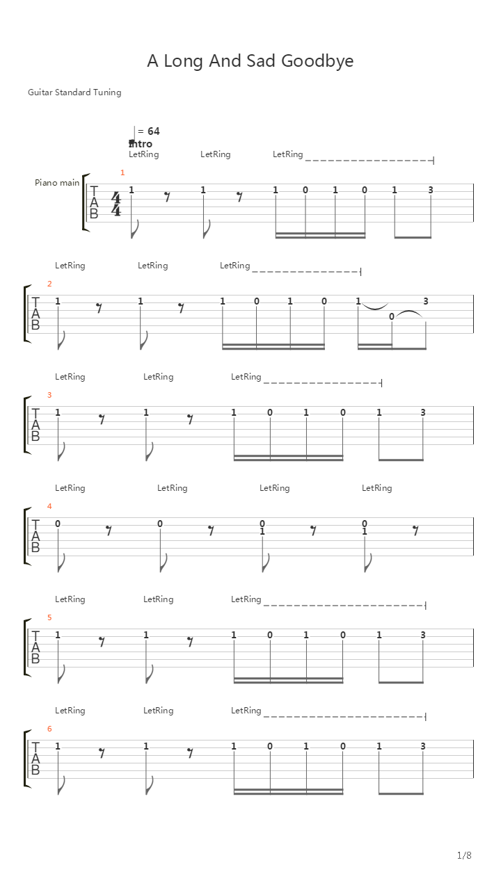 A Long And Sad Goobye吉他谱
