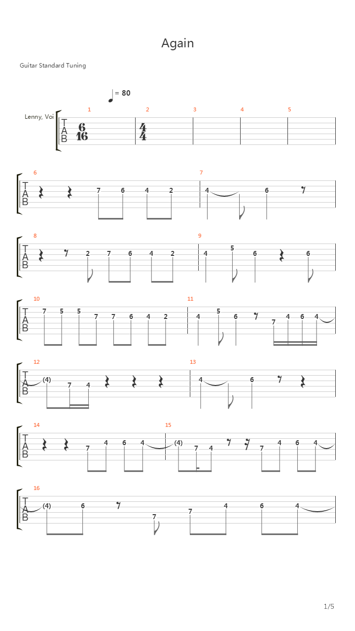 Again吉他谱