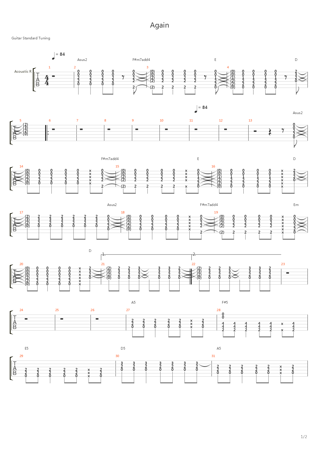 Again吉他谱