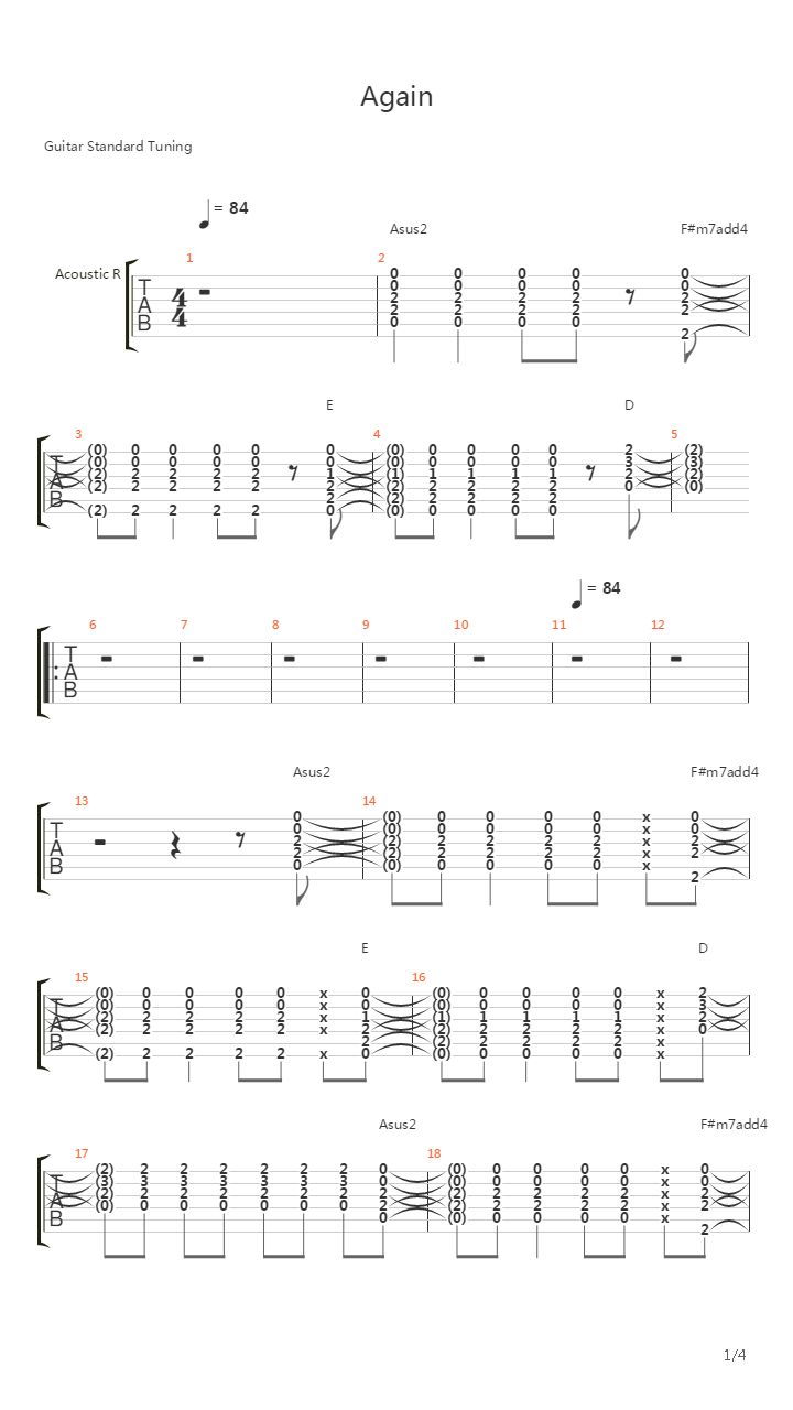 Again吉他谱