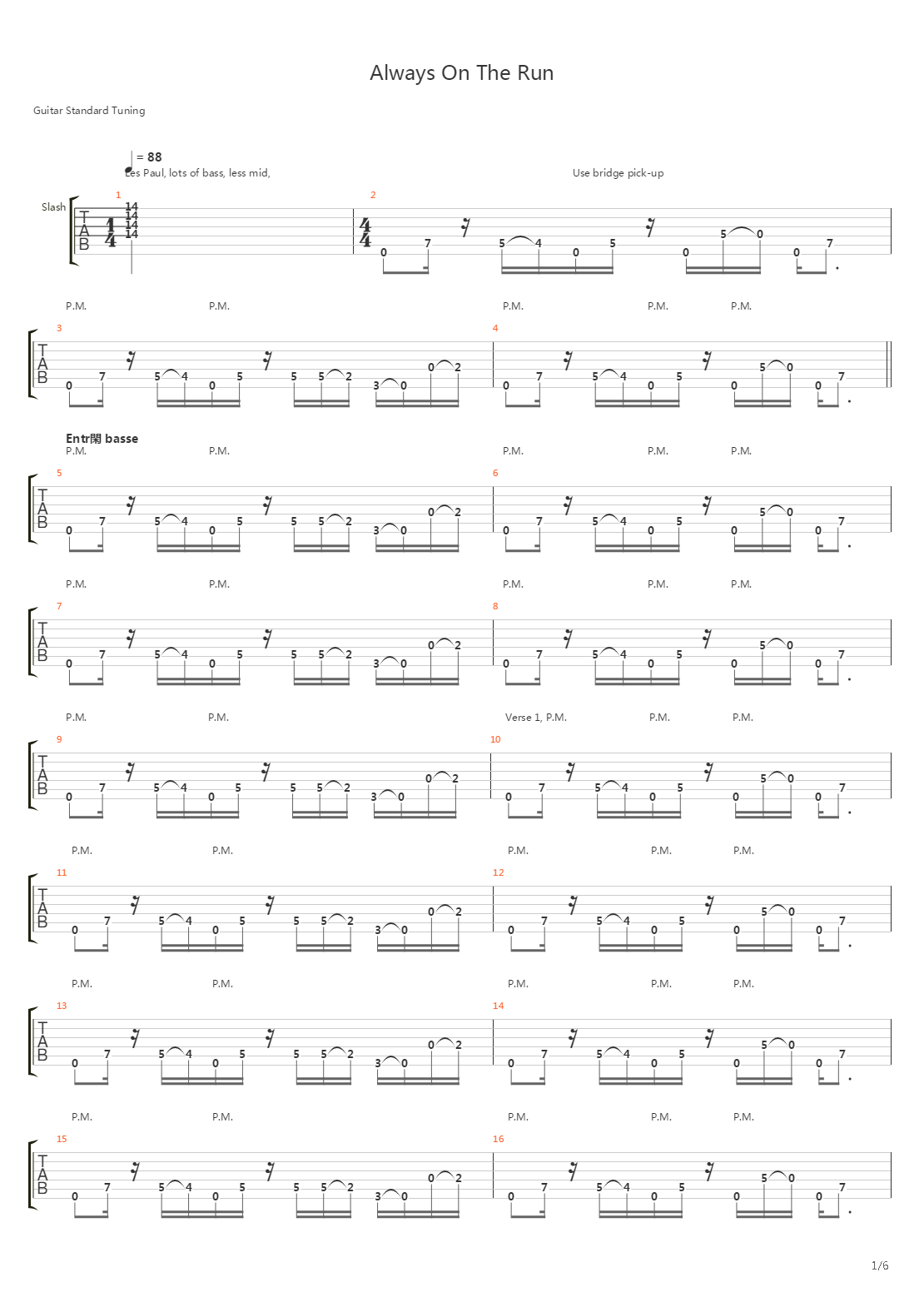 Always On The Run吉他谱