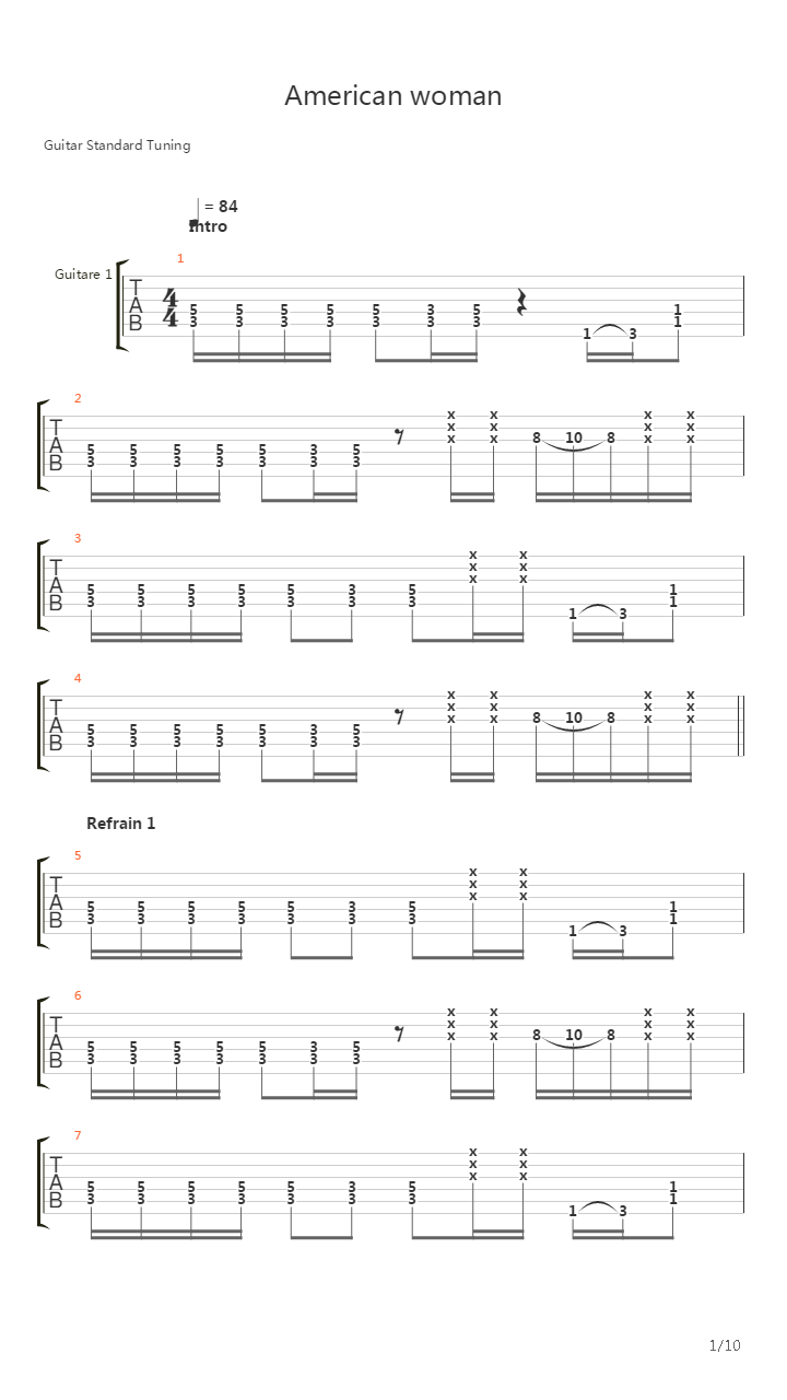 American Woman吉他谱