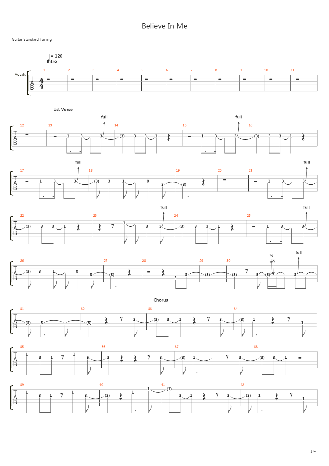 Believe In Me吉他谱