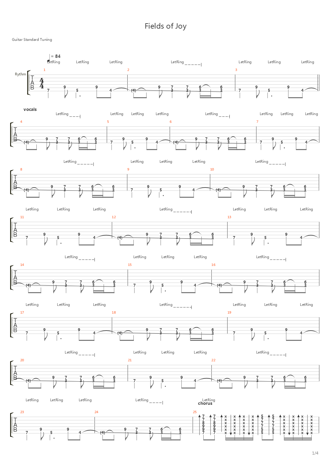 Fields Of Joy吉他谱