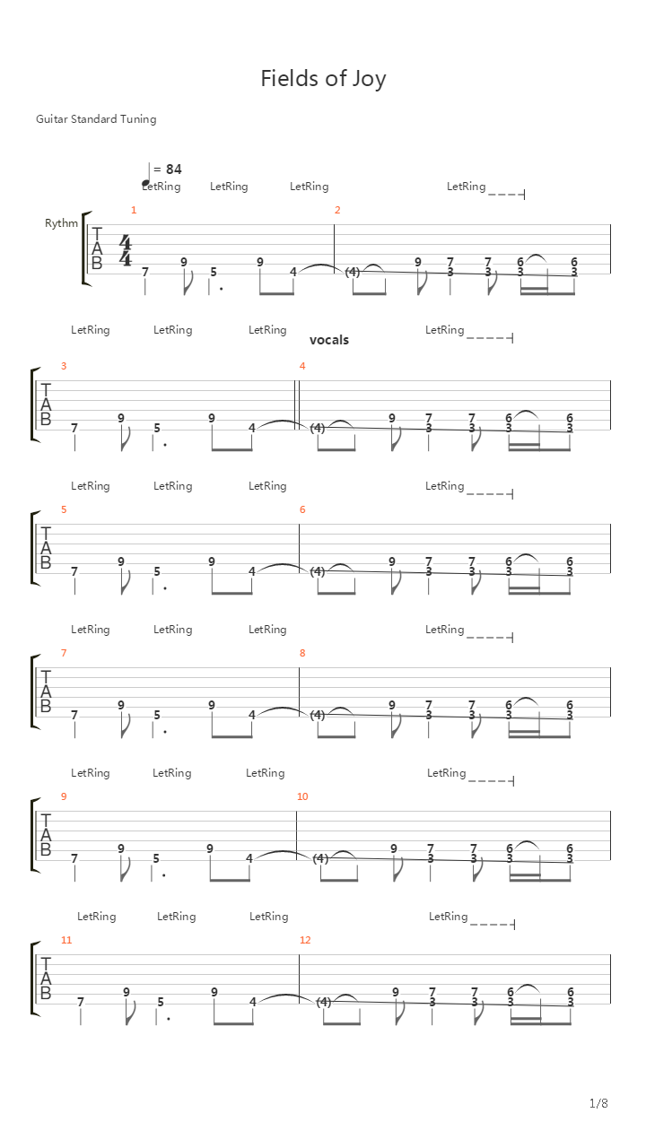 Fields Of Joy吉他谱