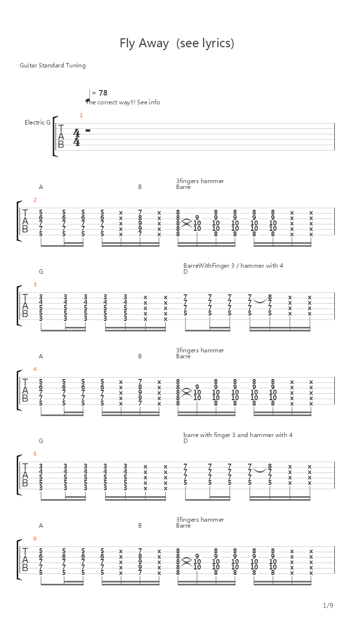 Fly Away吉他谱