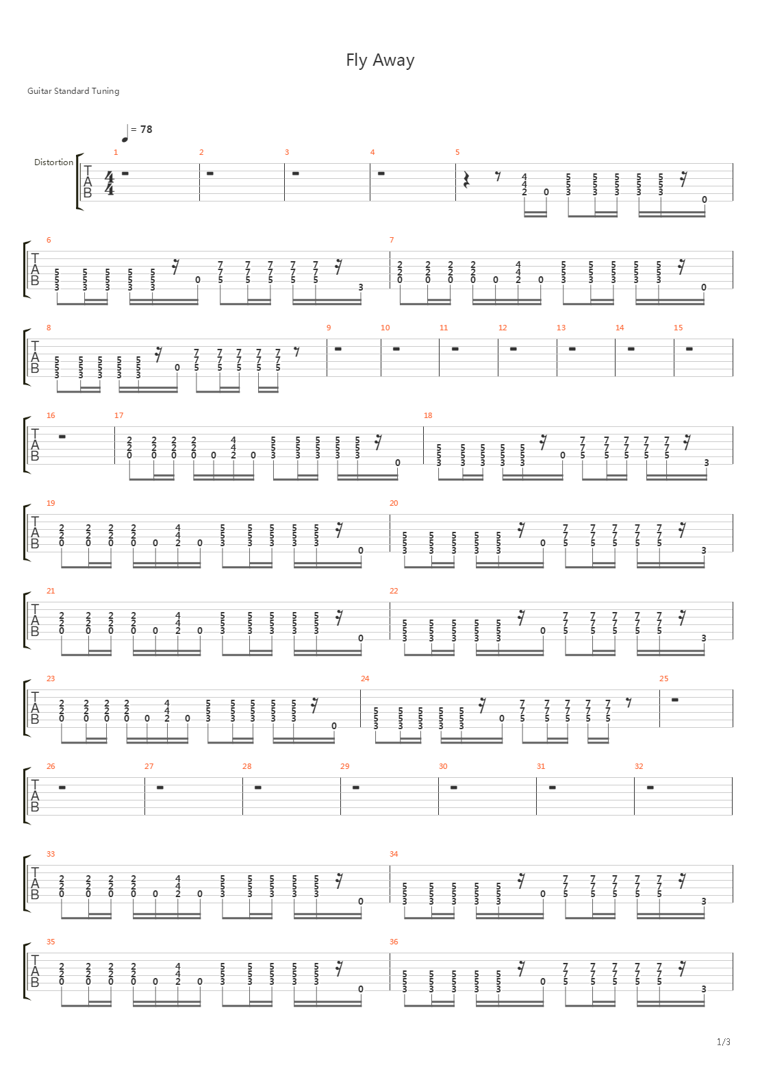 Fly Away吉他谱