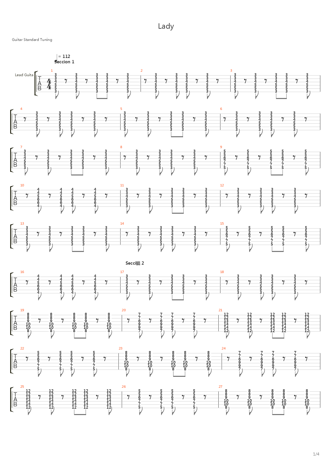 Lady吉他谱