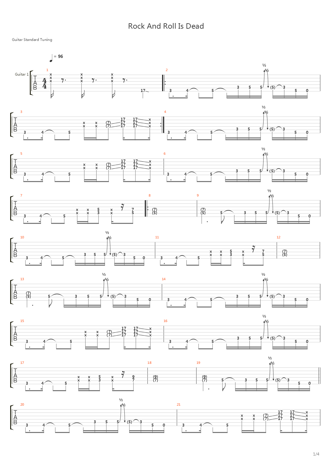 Rock And Roll Is Dead吉他谱