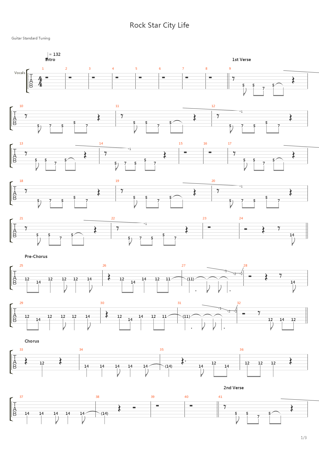 Rock Star City Life吉他谱