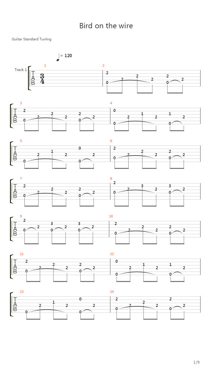 Bird On The Wire吉他谱