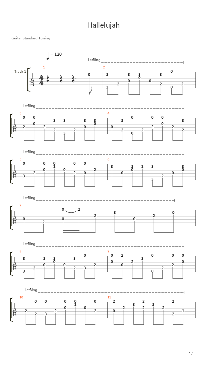 Hallelujah吉他谱