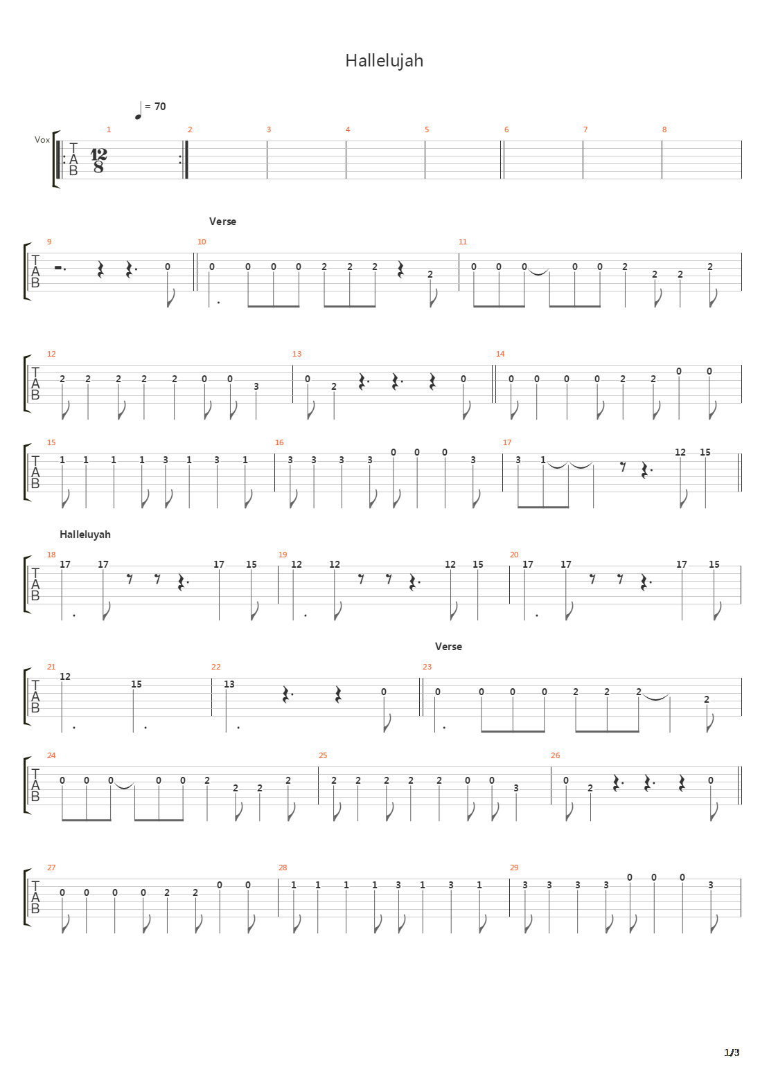Hallelujah吉他谱