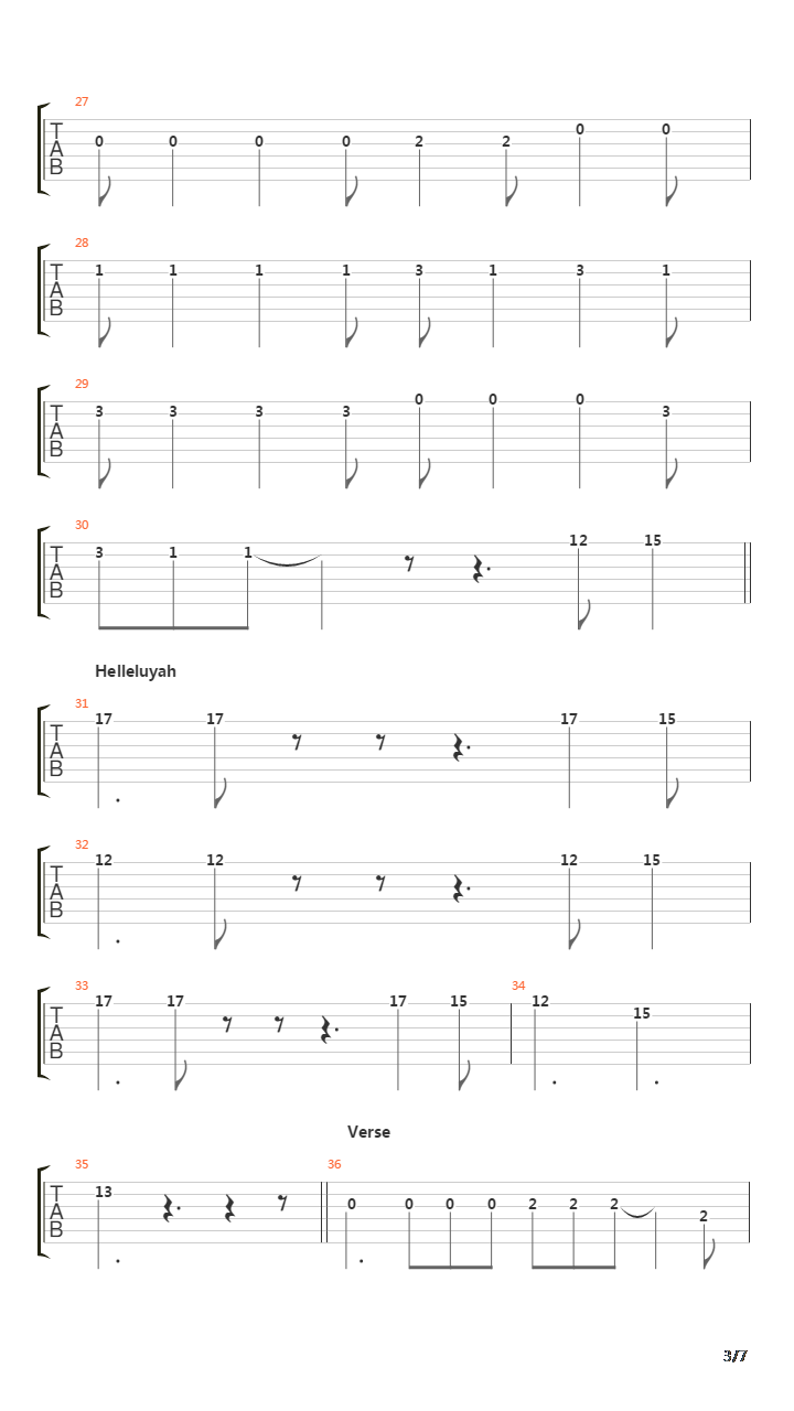 Hallelujah吉他谱