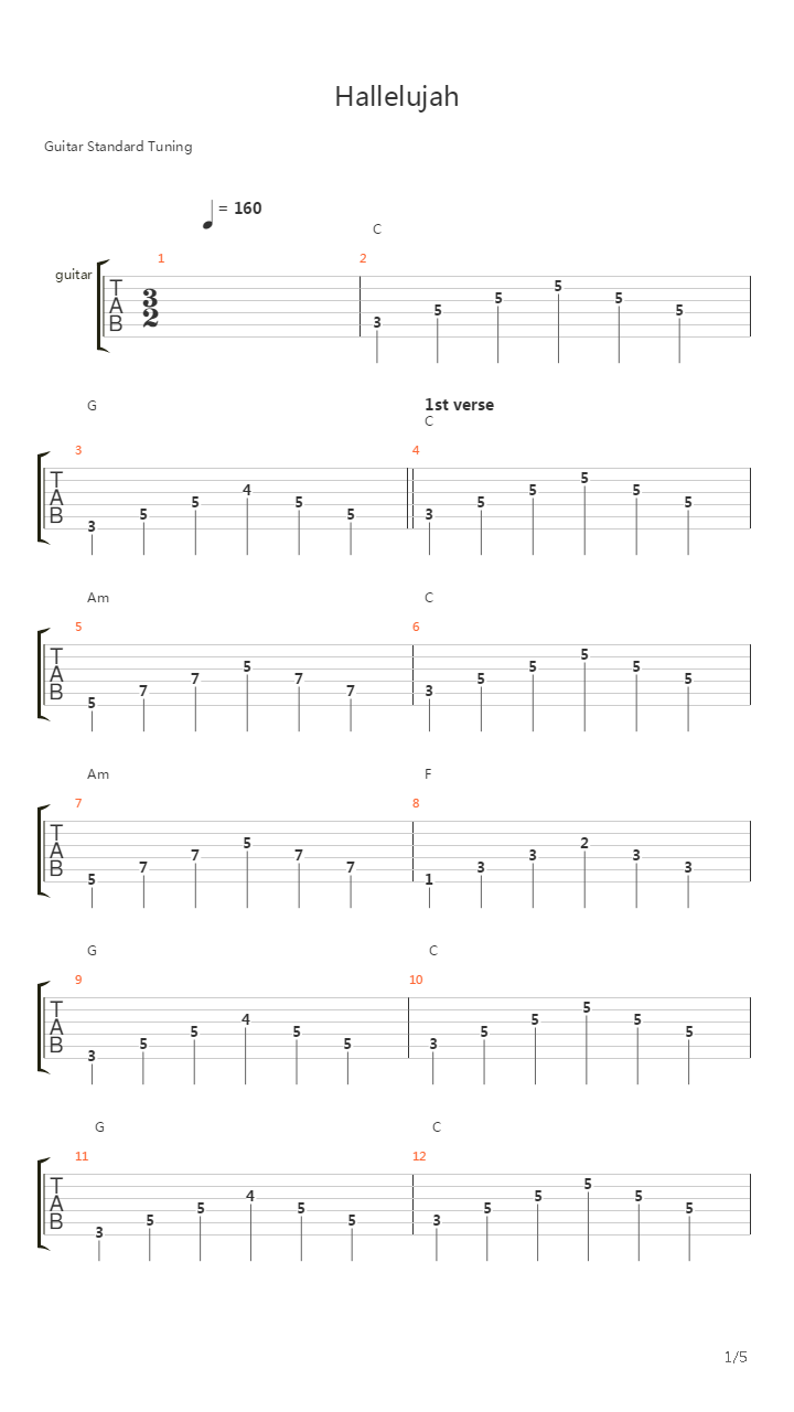 Hallelujah吉他谱