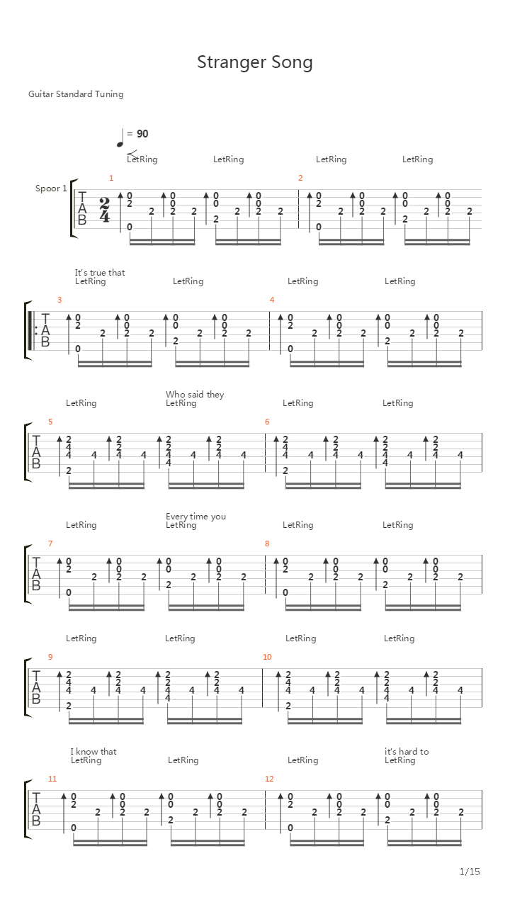 Stranger Song吉他谱