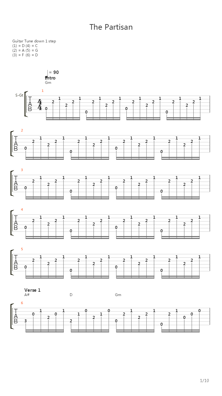 The Partisan吉他谱