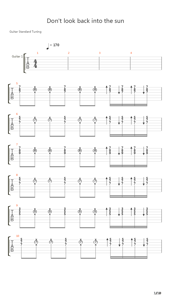 Dont Look Back Into The Sun吉他谱