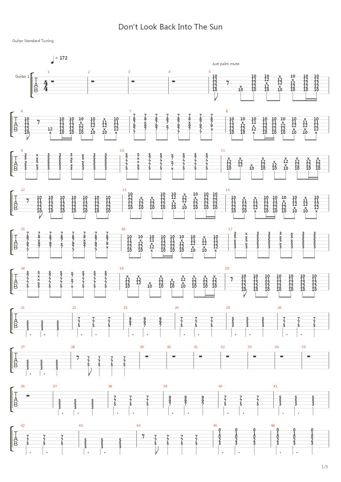 Dont Look Back Into The Sun吉他谱