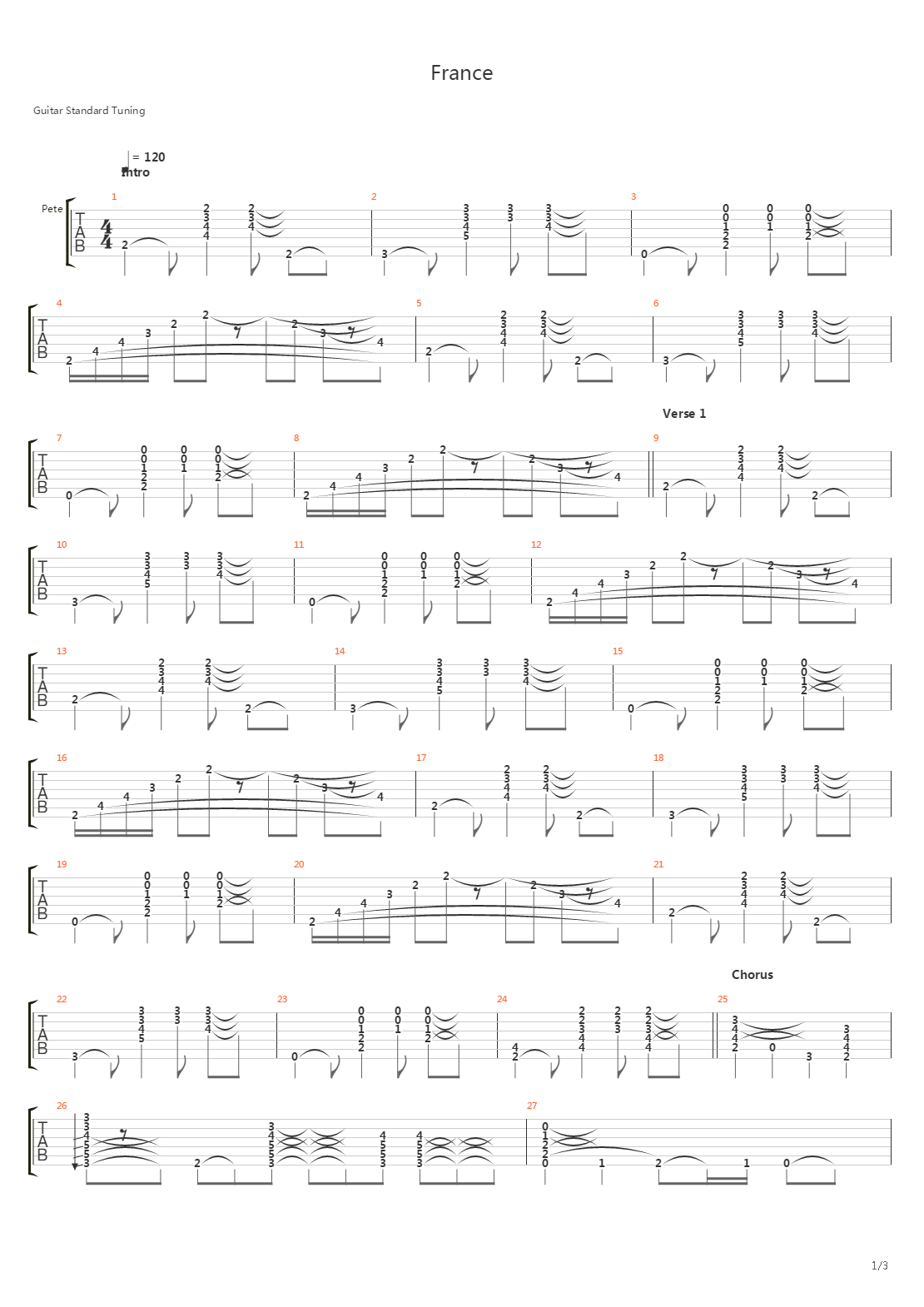 France吉他谱