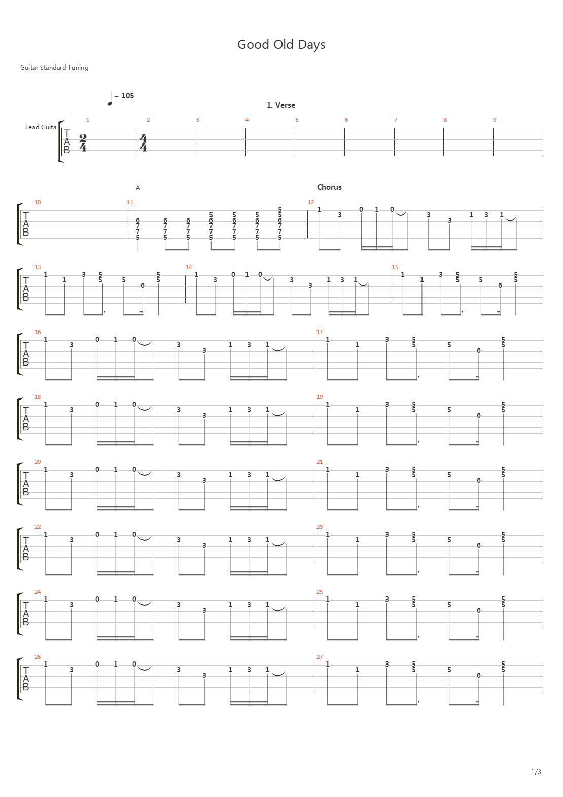 Good Old Days吉他谱