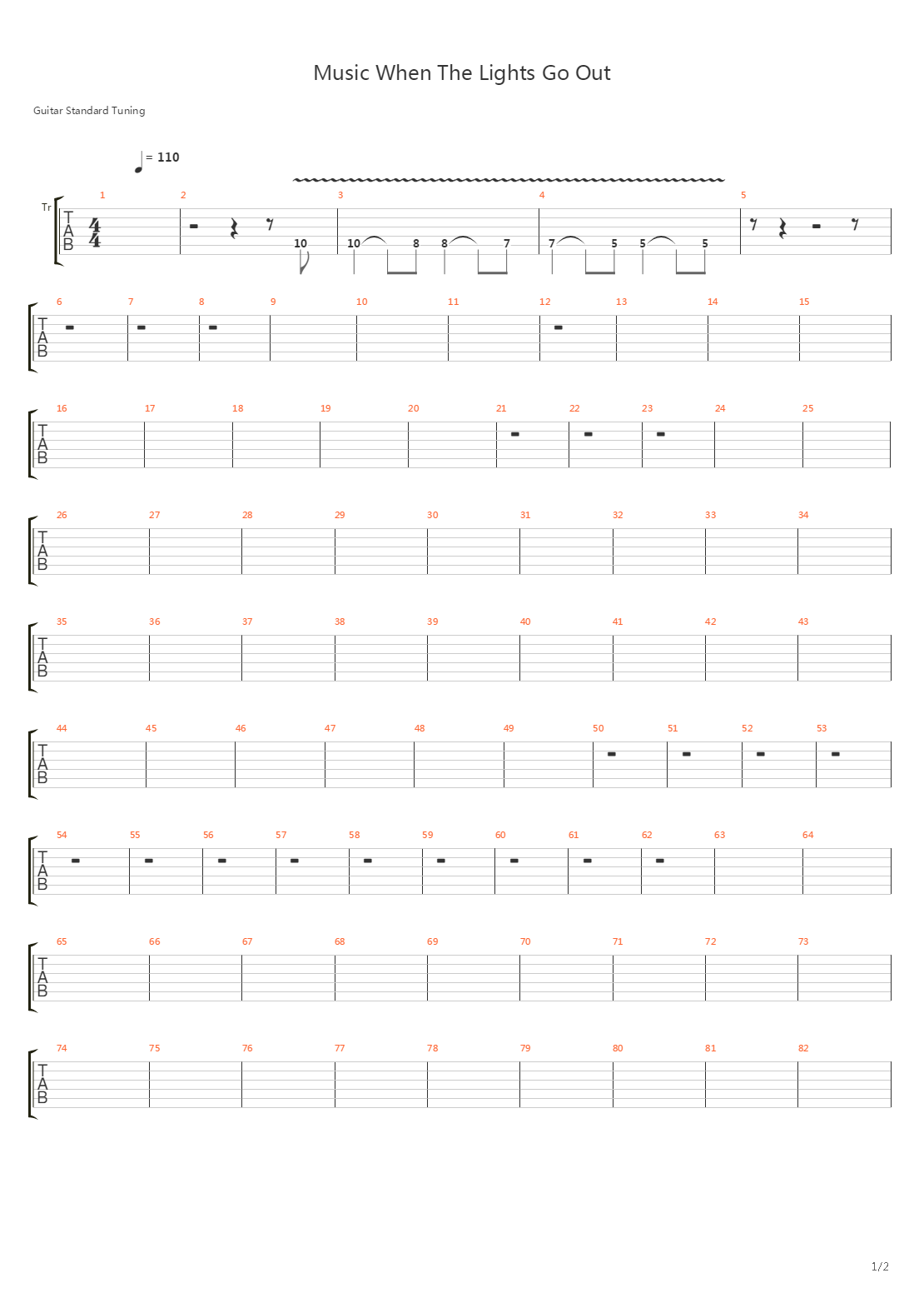 Music When The Lights Go Out吉他谱