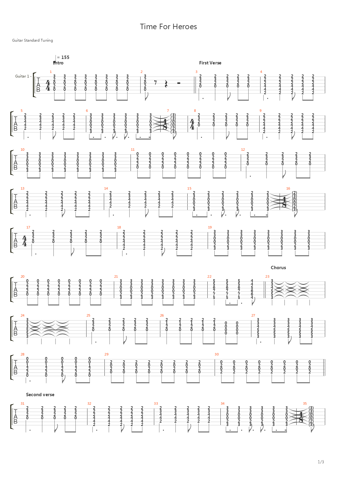 Time For Heroes吉他谱
