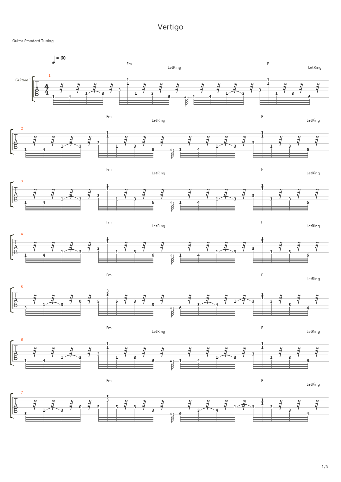 Vertigo吉他谱