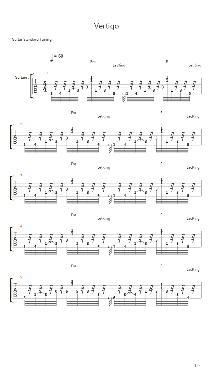 Vertigo吉他谱