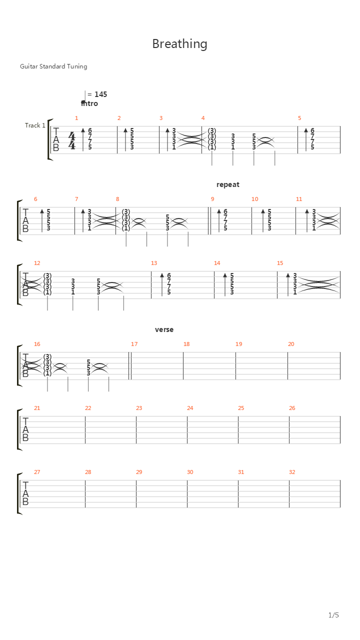 Breathing吉他谱