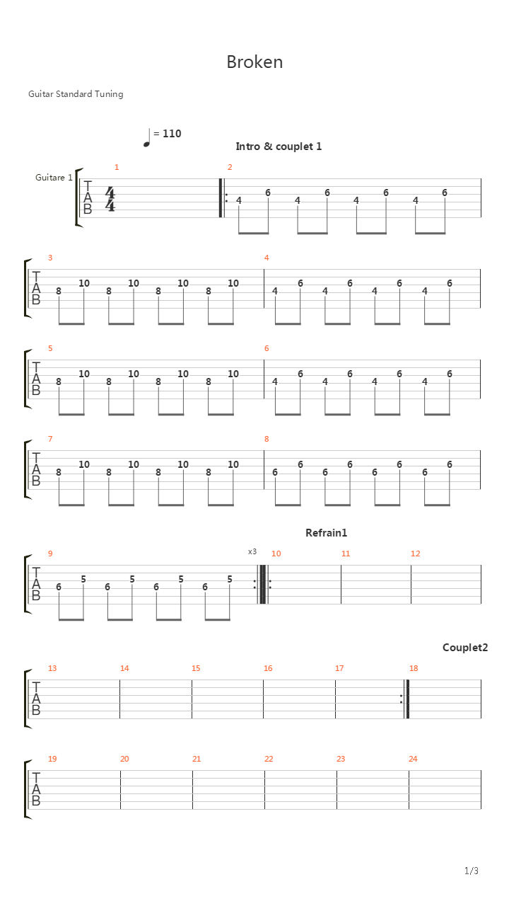 Broken吉他谱