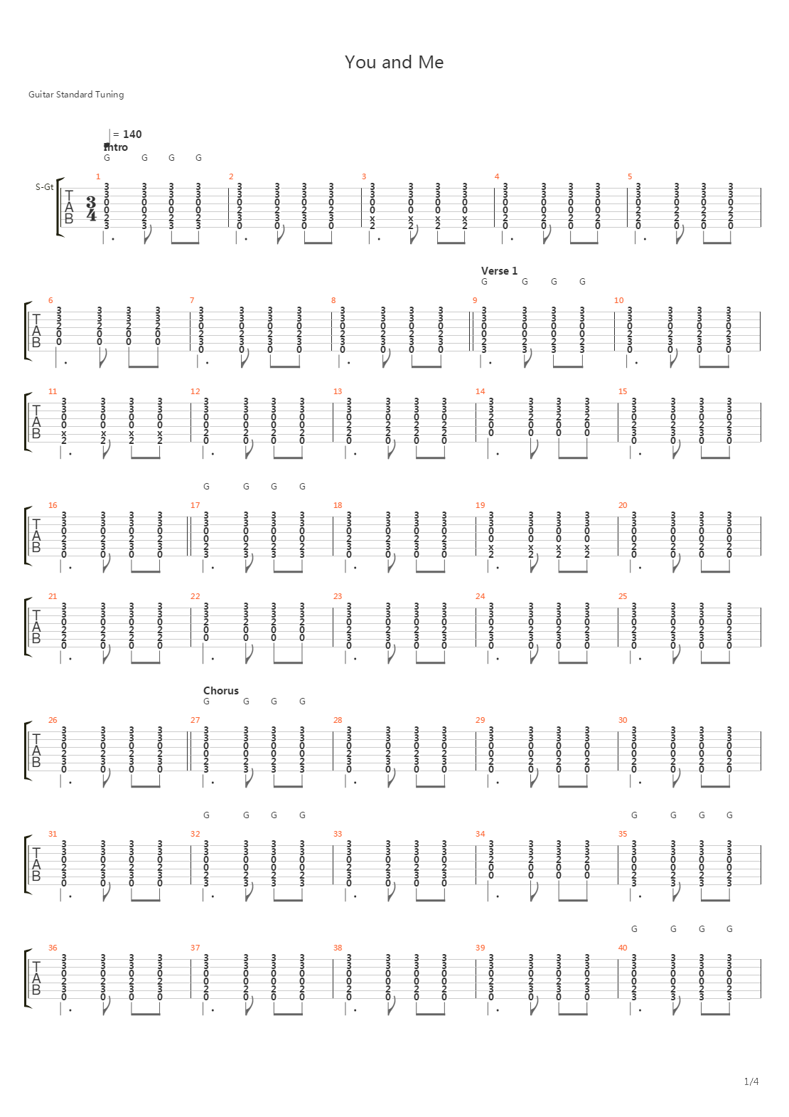 You And Me吉他谱