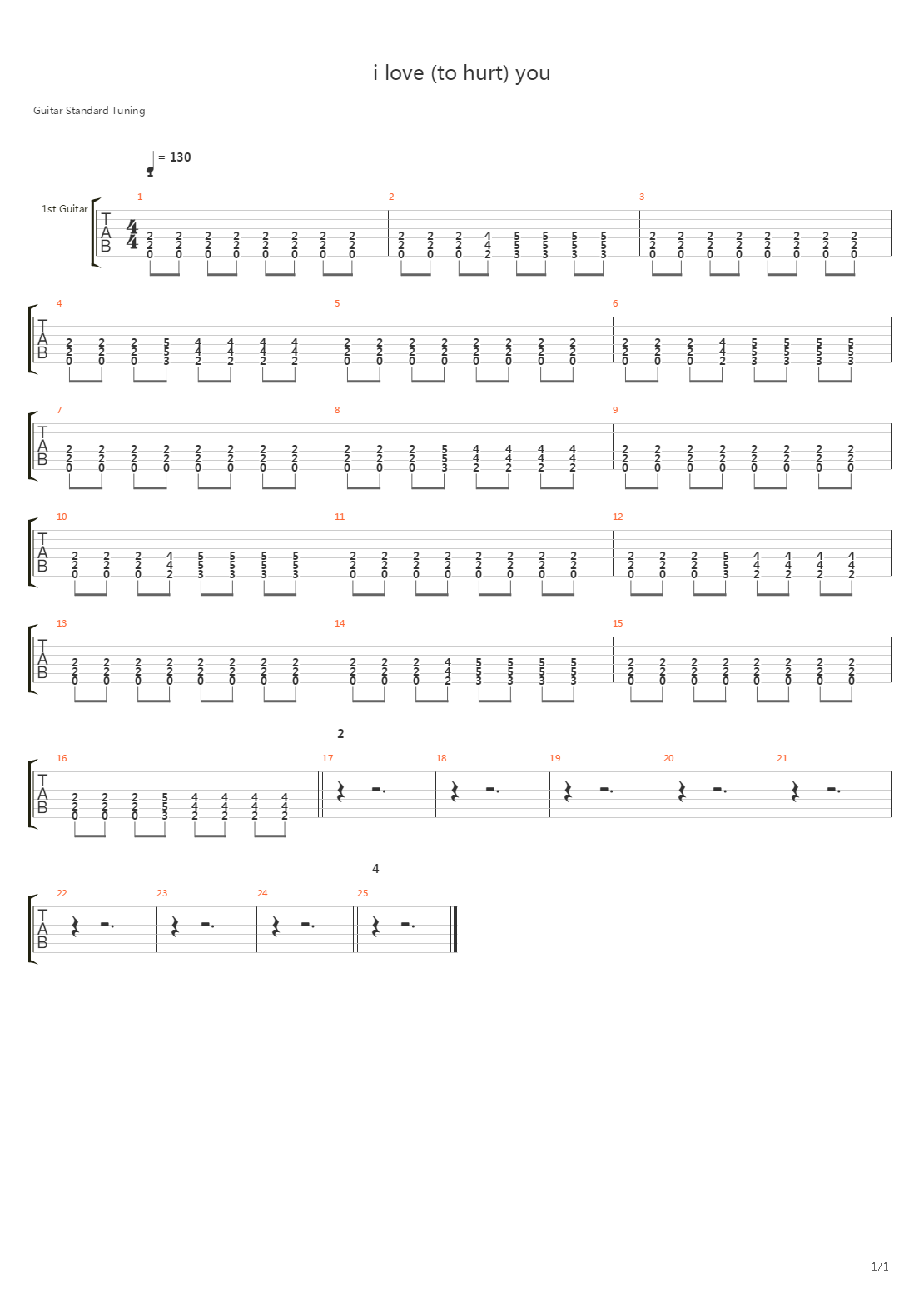 I Love To Hurt You吉他谱