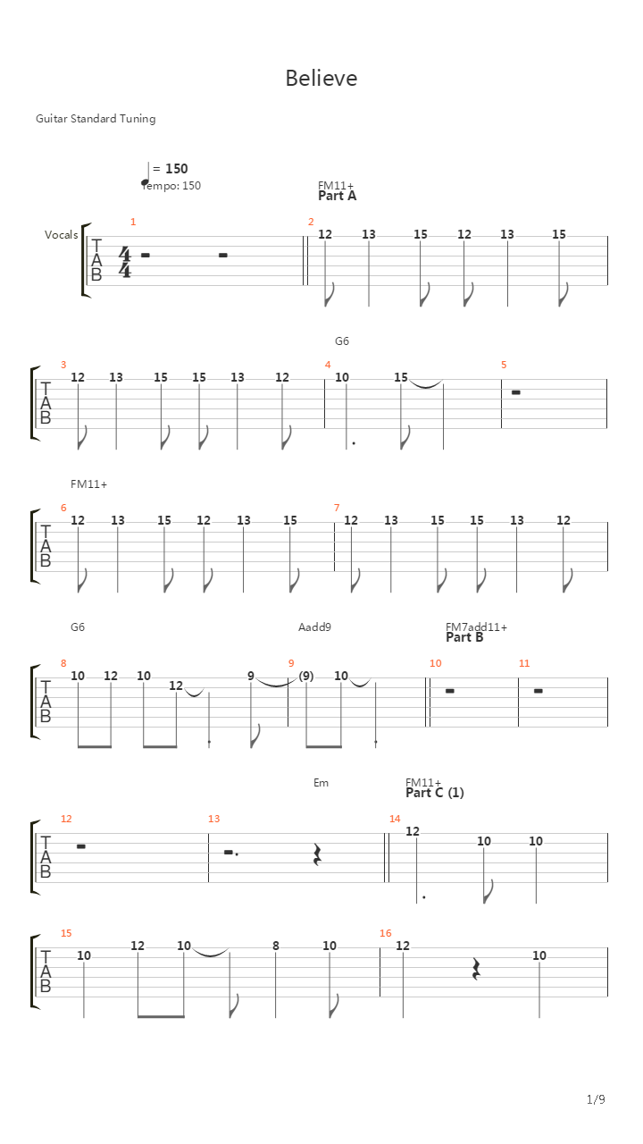 Believe吉他谱