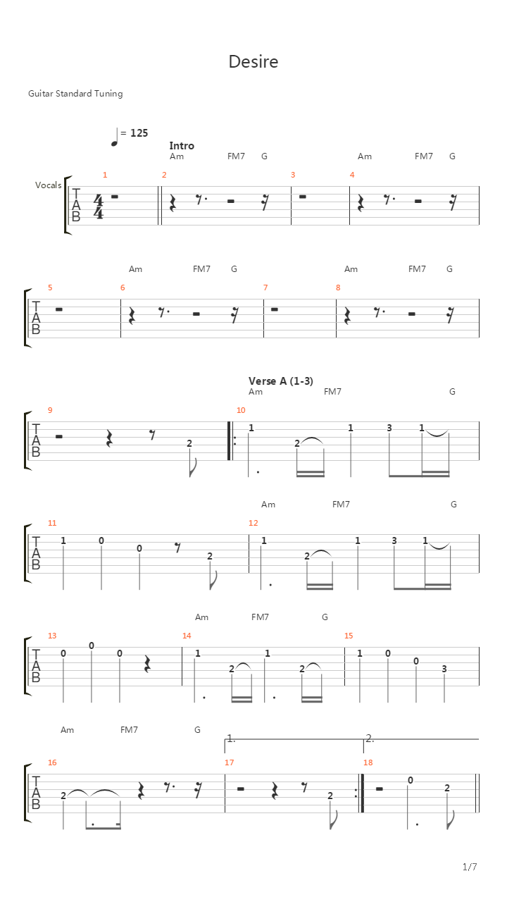 Desire吉他谱
