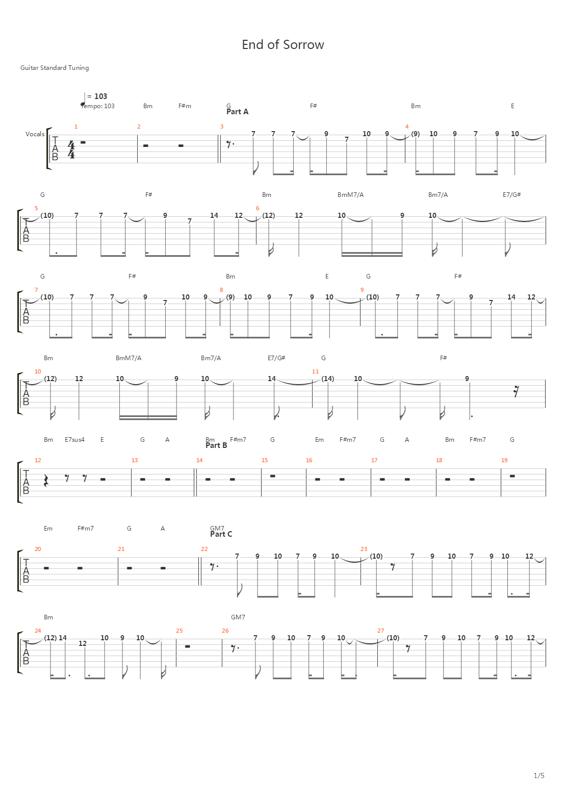 End Of Sorrow吉他谱