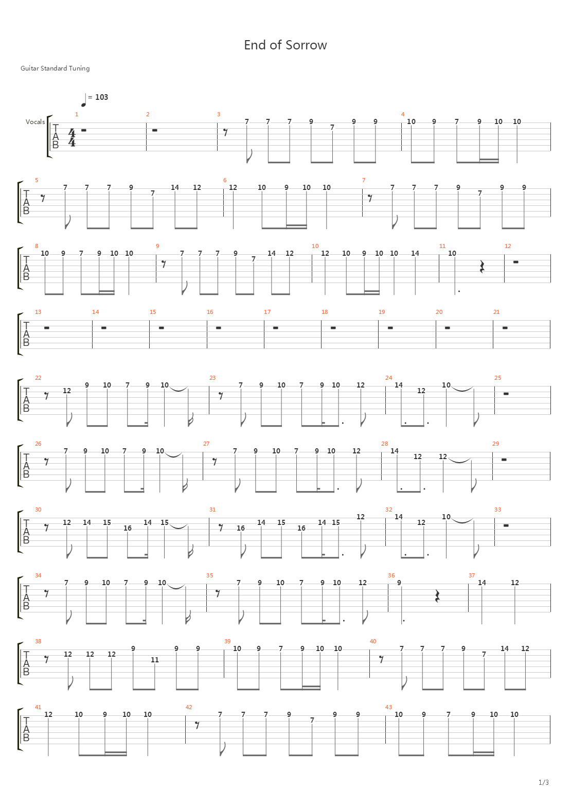 End Of Sorrow吉他谱